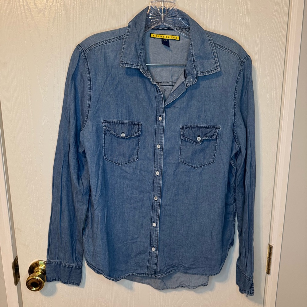 Women’s Blue Denim Shirt Size Large Prince & Fox